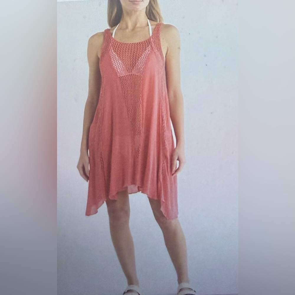 Elan, NWT Coral Sleeveless Knit cover up Dress size Medium